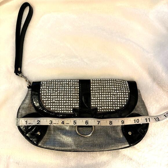 Express Black and Silver Studded Bejeweled Hobo Wristlet Bag Excellent Condition - Picture 9 of 11
